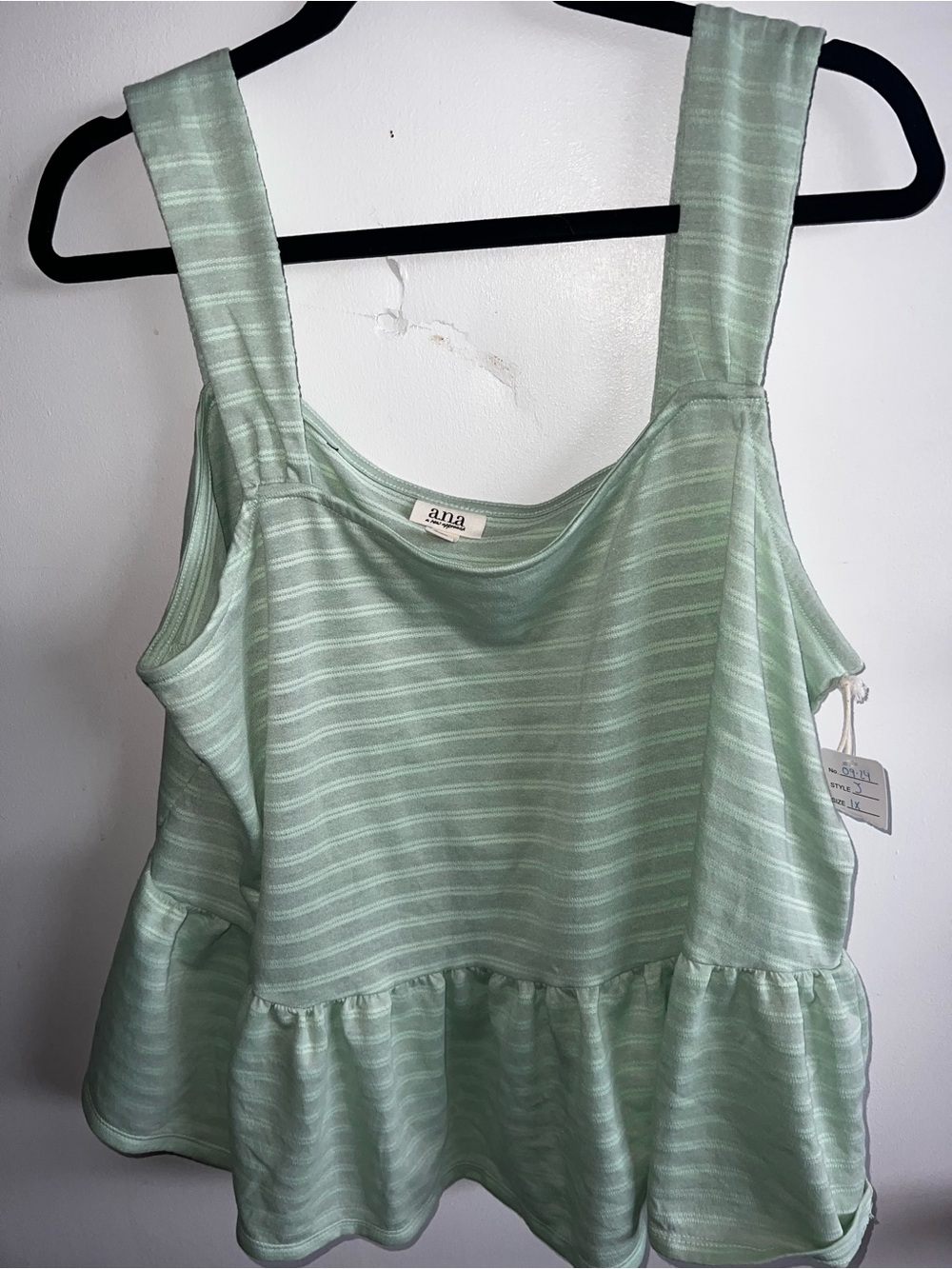 a.n.a Mint Green Striped Peplum Tank Top